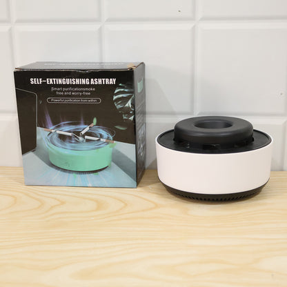 Live photo of smokeless push down ashtray with lid