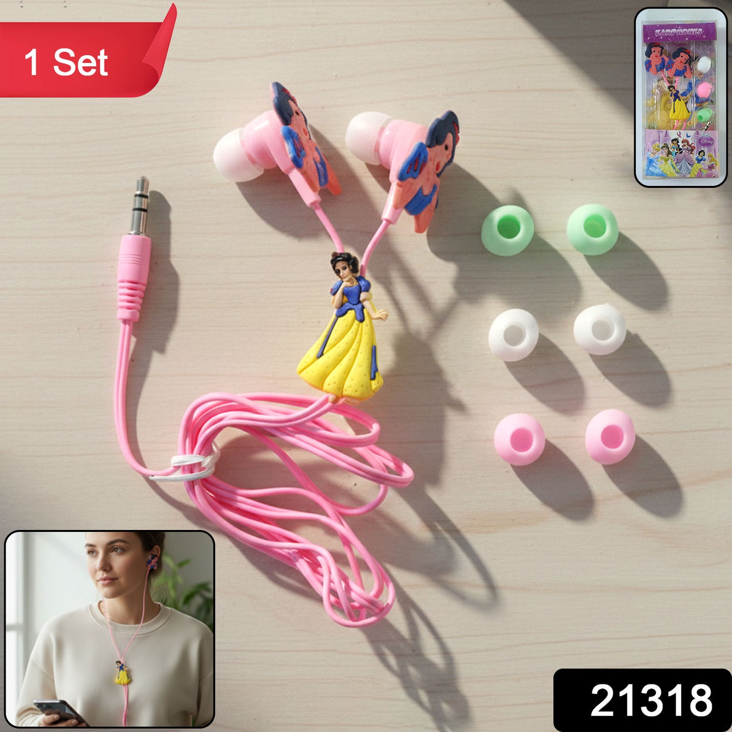 Cute Cartoon Style Wired In-Ear Earphones (1 Set)