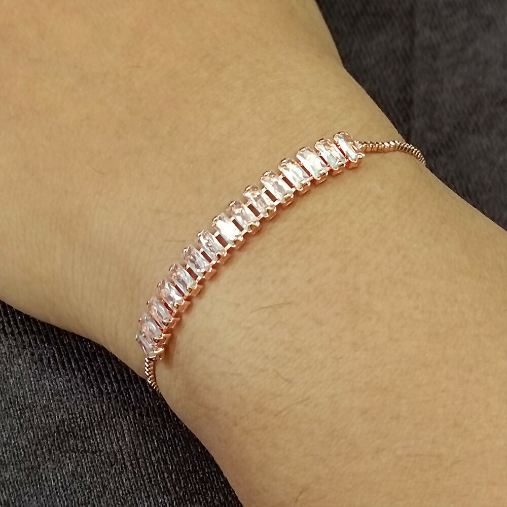 Rose Gold Plated Stone Adjustable Bracelet