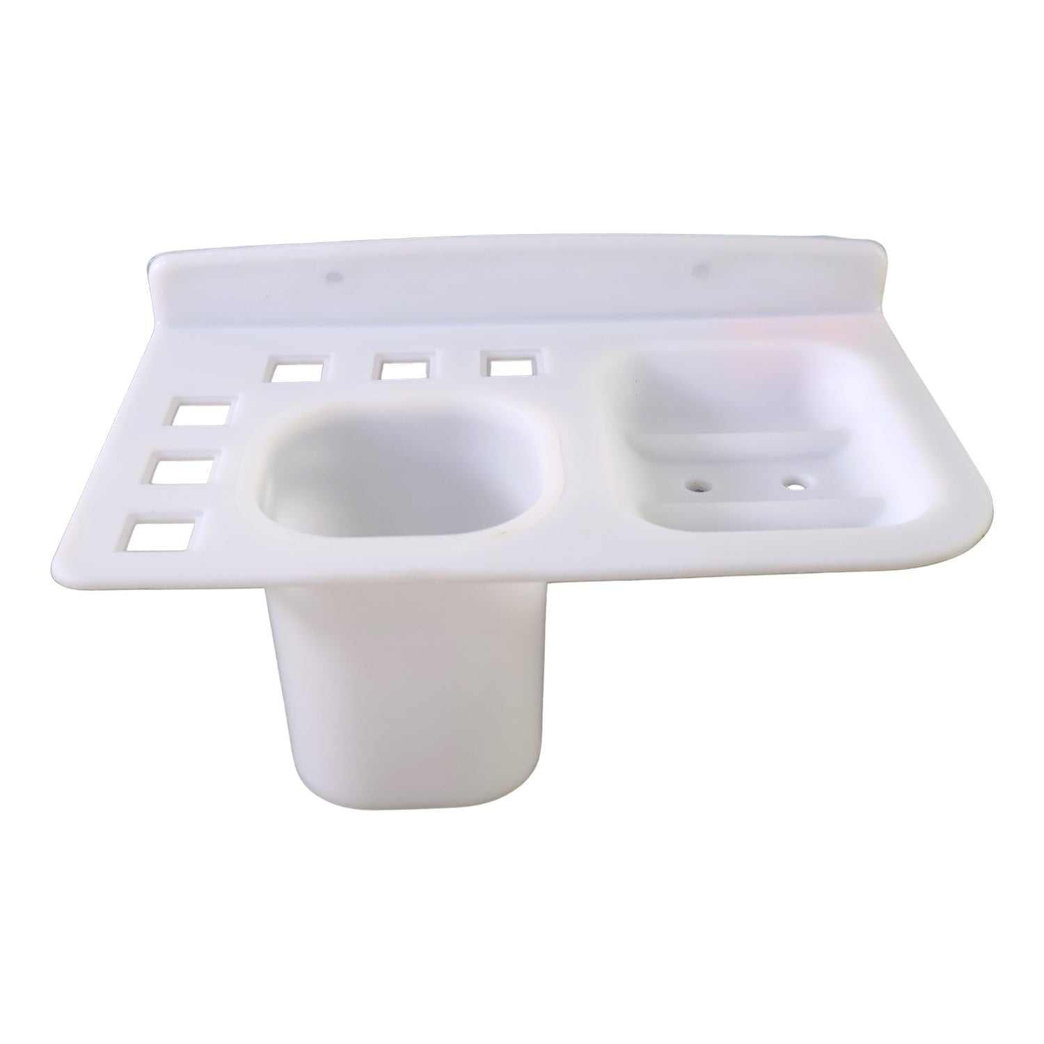 3in1 Wall Mounted Multi-Compartment Toothbrush & Soap Holder with Cup (1 Pc)