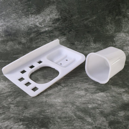 3in1 Wall Mounted Multi-Compartment Toothbrush & Soap Holder with Cup (1 Pc)