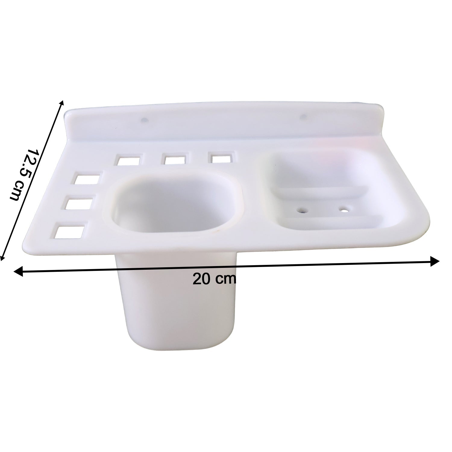 3in1 Wall Mounted Multi-Compartment Toothbrush & Soap Holder with Cup (1 Pc)