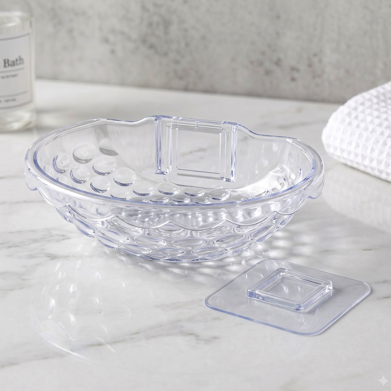 Transparent Plastic Soap Box Wall Mounted Adhesive Holder Dish (1 Pc)