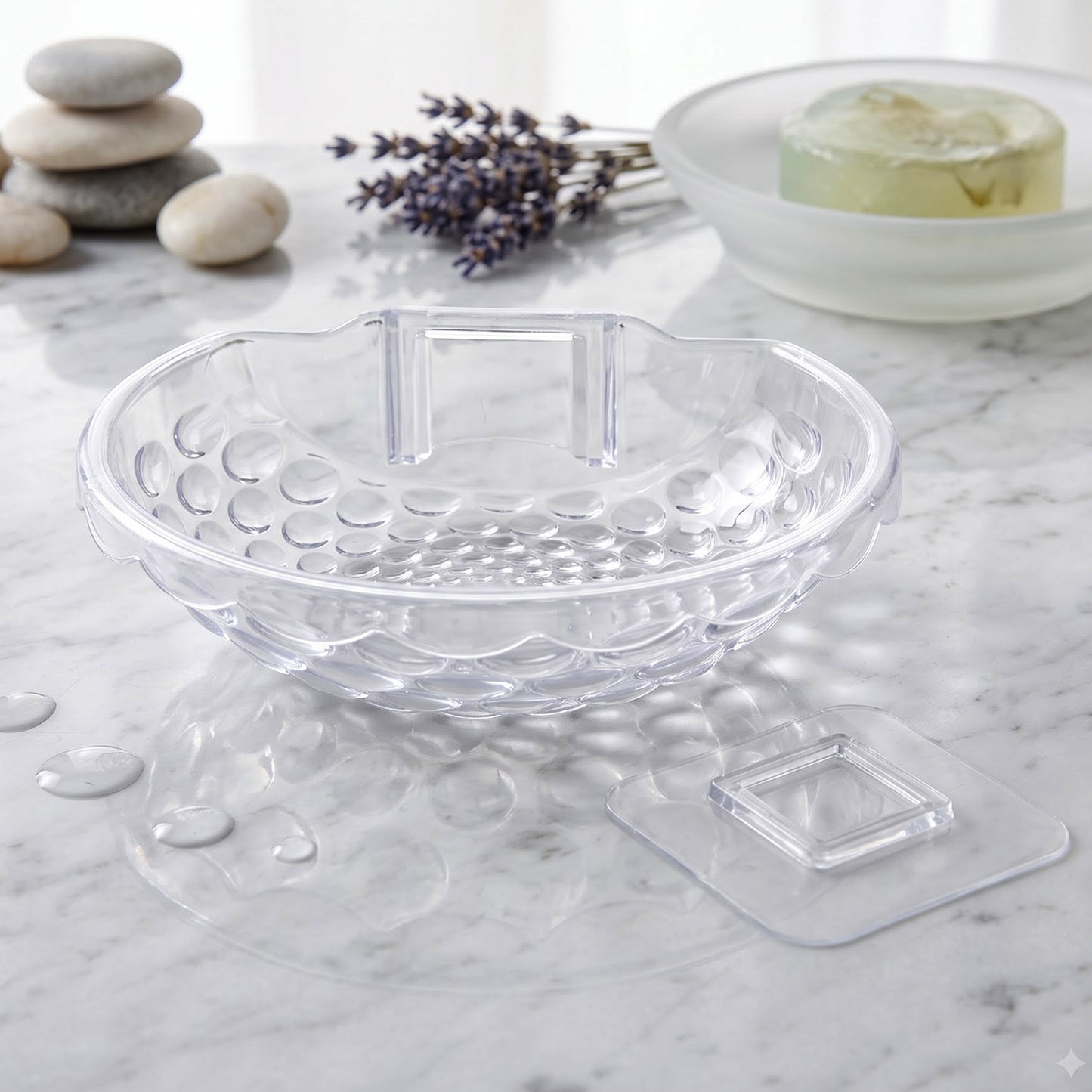 Transparent Plastic Soap Box Wall Mounted Adhesive Holder Dish (1 Pc)