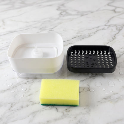 2 In 1 Press Soap Pump Dispenser with Sponge Holder for Kitchen Sink (1 Pc)