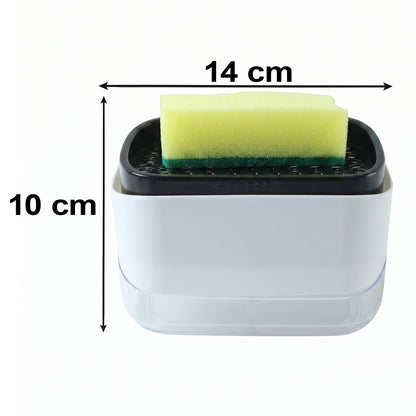 2 In 1 Press Soap Pump Dispenser with Sponge Holder for Kitchen Sink (1 Pc)
