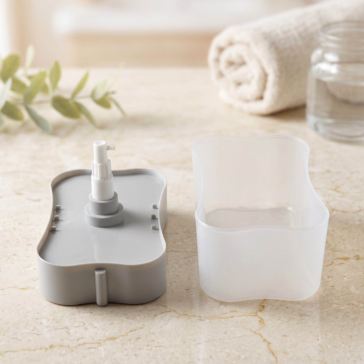 Soap Dispensing Sponge Holder Press Pump Caddy for Kitchen Sink (1 Set / Mix Design)