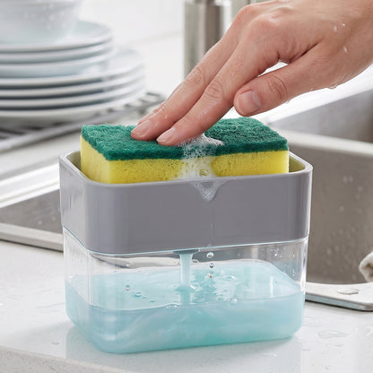 Soap Dispensing Sponge Holder Press Pump Caddy for Kitchen Sink (1 Set / Mix Design)