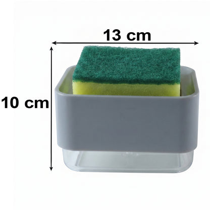Soap Dispensing Sponge Holder Press Pump Caddy for Kitchen Sink (1 Set / Mix Design)
