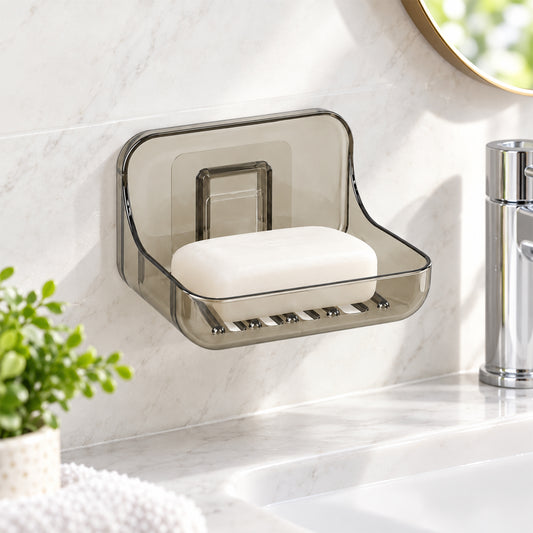 Apex Wall Mounted Soap Holder with Drain, Adhesive Soap Dish for Bathroom (1 Pc)
