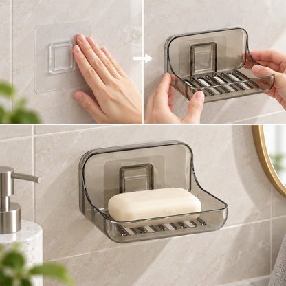 Apex Wall Mounted Soap Holder with Drain, Adhesive Soap Dish for Bathroom (1 Pc)