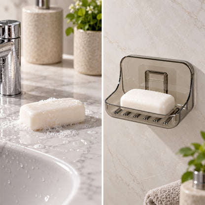 Apex Wall Mounted Soap Holder with Drain, Adhesive Soap Dish for Bathroom (1 Pc)