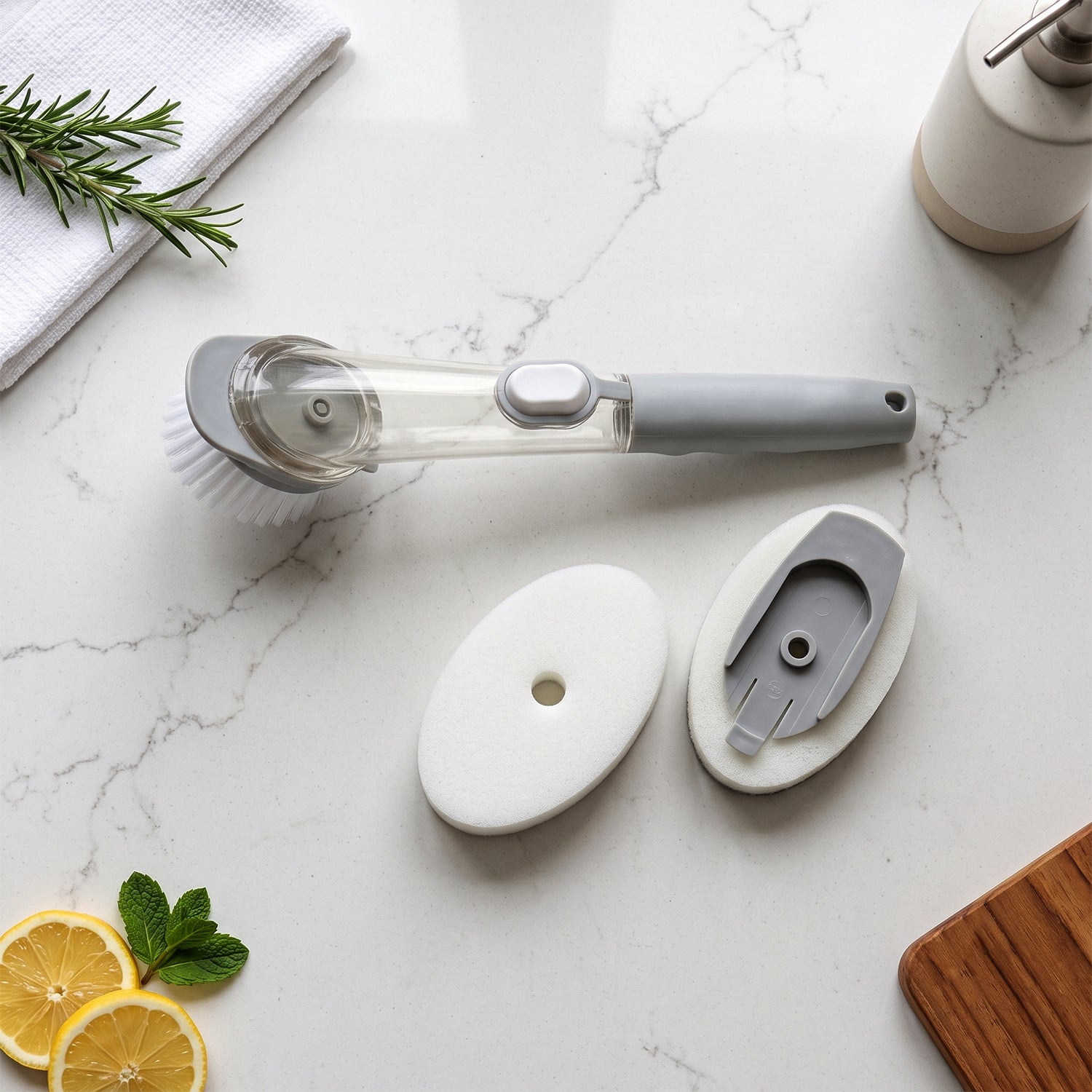 3 In 1 Liquid Soap Dispenser Dish Cleaning Brush for Kitchen Sink (1 Pc)