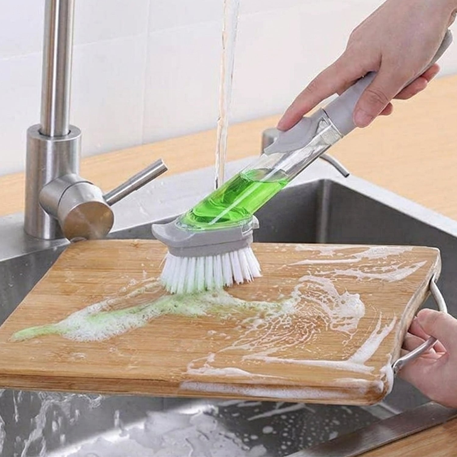 3 In 1 Liquid Soap Dispenser Dish Cleaning Brush for Kitchen Sink (1 Pc)
