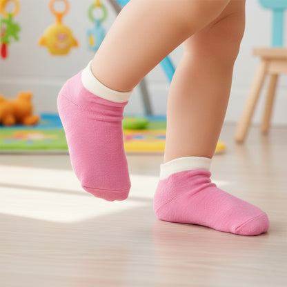 Pink & White Soft Ankle Socks for Kids (1 Pair)