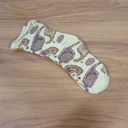 Beige Paisley Printed Fashion Socks (1 Pair)