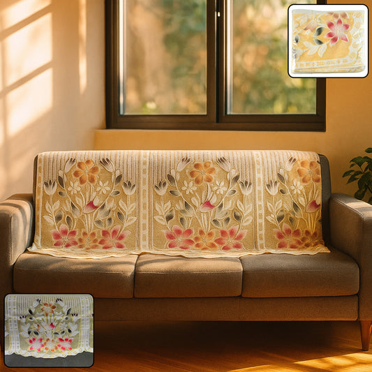 Elegant Floral Sofa Protector Cover - (1 Pc / 139x28 Inch)