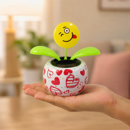 Solar Dancing Flower Toy with Pot for Car Dashboard and Desk Decor (1 Pc)