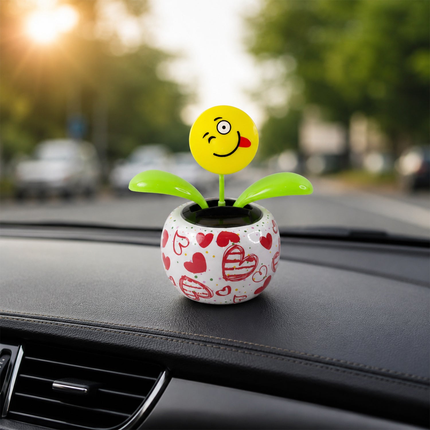 Solar Dancing Flower Toy with Pot for Car Dashboard and Desk Decor (1 Pc)
