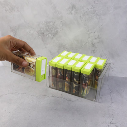Classic Transparent Spice Rack with Stand – 12 Piece