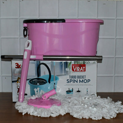 Quick Spin Mop With Steel Spin, Bucket Floor Cleaning, Easy Wheels & Big Bucket, Floor Cleaning Mop with Bucket