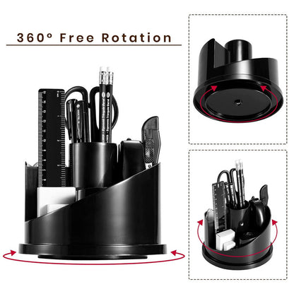 Khyati Spinox 360° Rotating Pen Stand – Multi-Compartment Desk Organizer for Office & Study