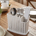 Plastic Cutlery Storage Organizer Basket with Drain Base for Kitchen (1 Pc)