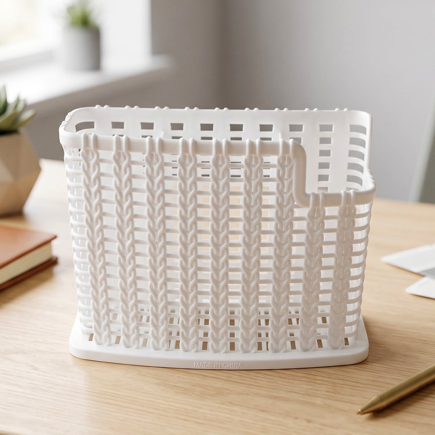 Plastic Cutlery Storage Organizer Basket with Drain Base for Kitchen (1 Pc)