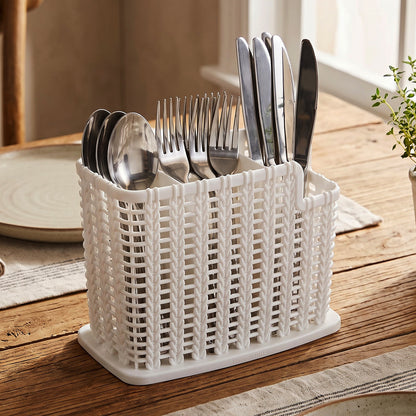 Plastic Cutlery Storage Organizer Basket with Drain Base for Kitchen (1 Pc)