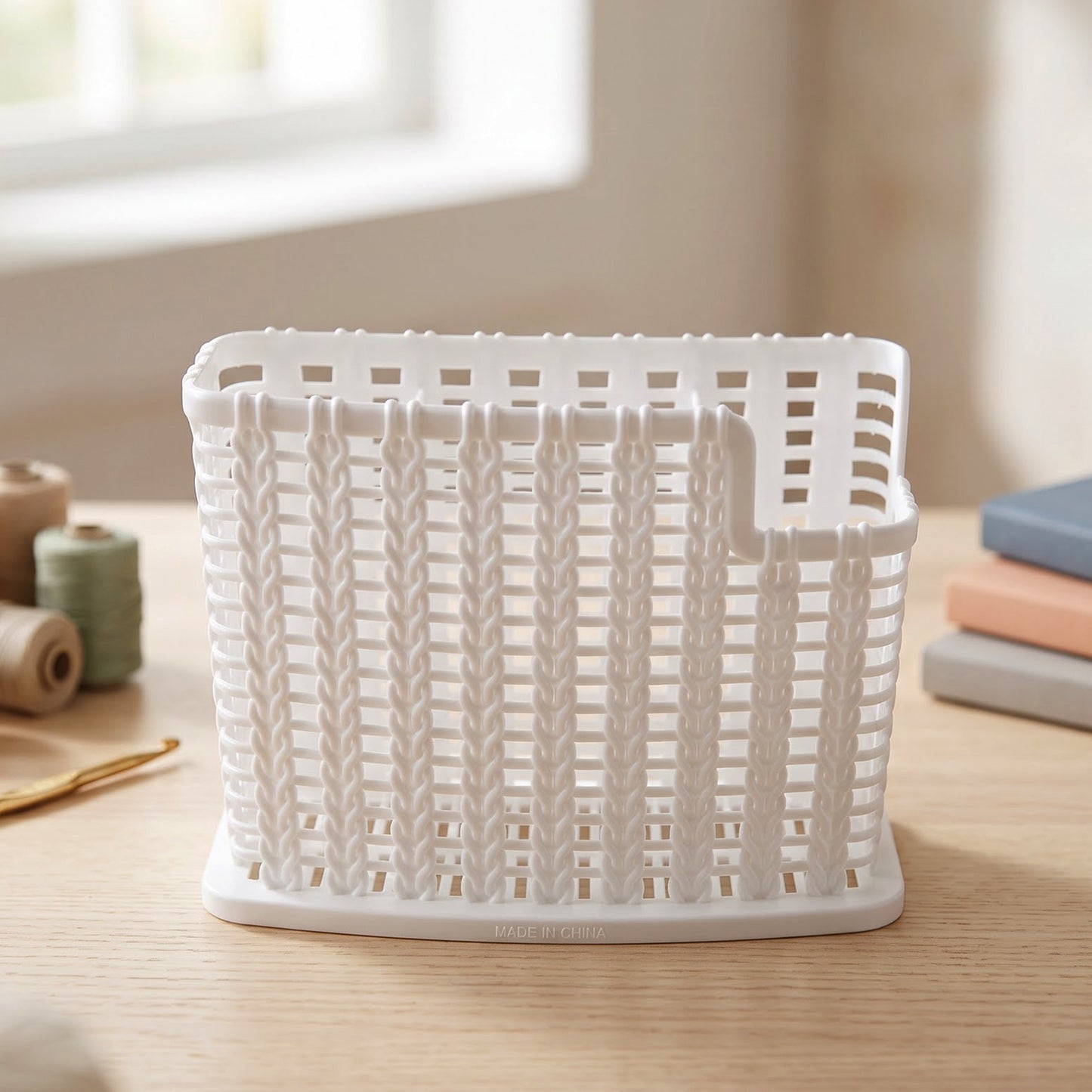 Plastic Cutlery Storage Organizer Basket with Drain Base for Kitchen (1 Pc)