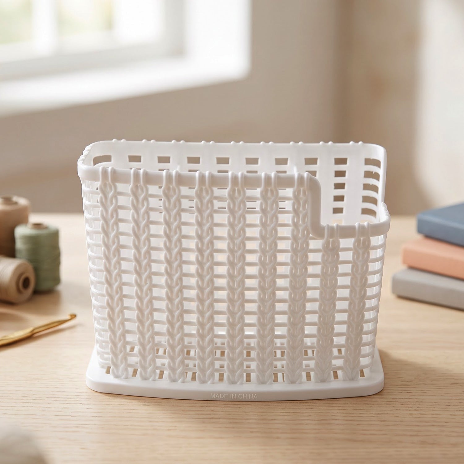 Plastic Cutlery Storage Organizer Basket with Drain Base for Kitchen (1 Pc)