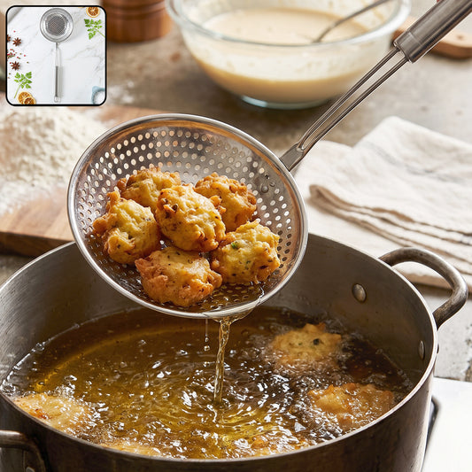 Stainless steel frying strainer skimmer spoon with long handle