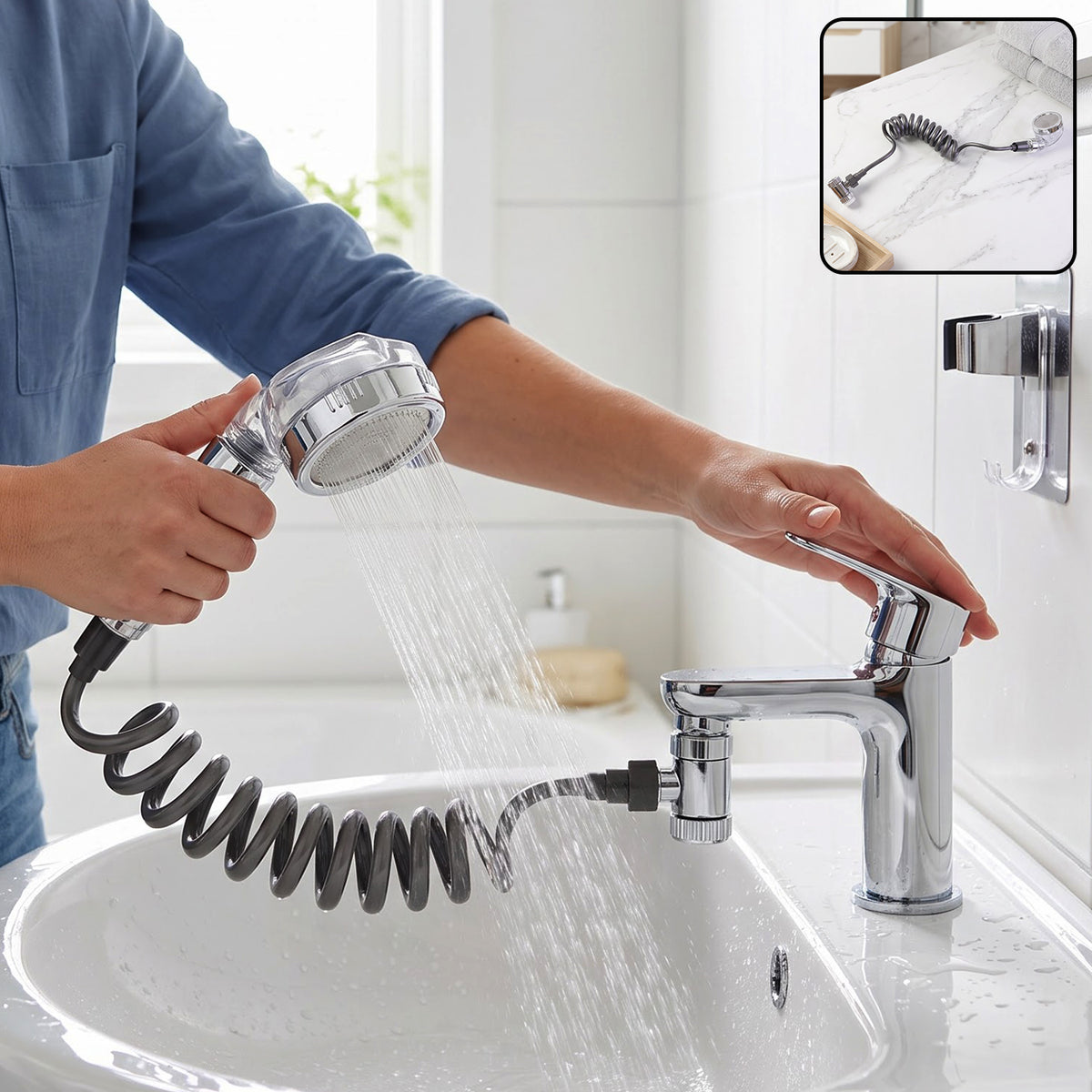 High Pressure Handheld Shower Head Spray with Flexible Hose for Bathroom (1 Pc)