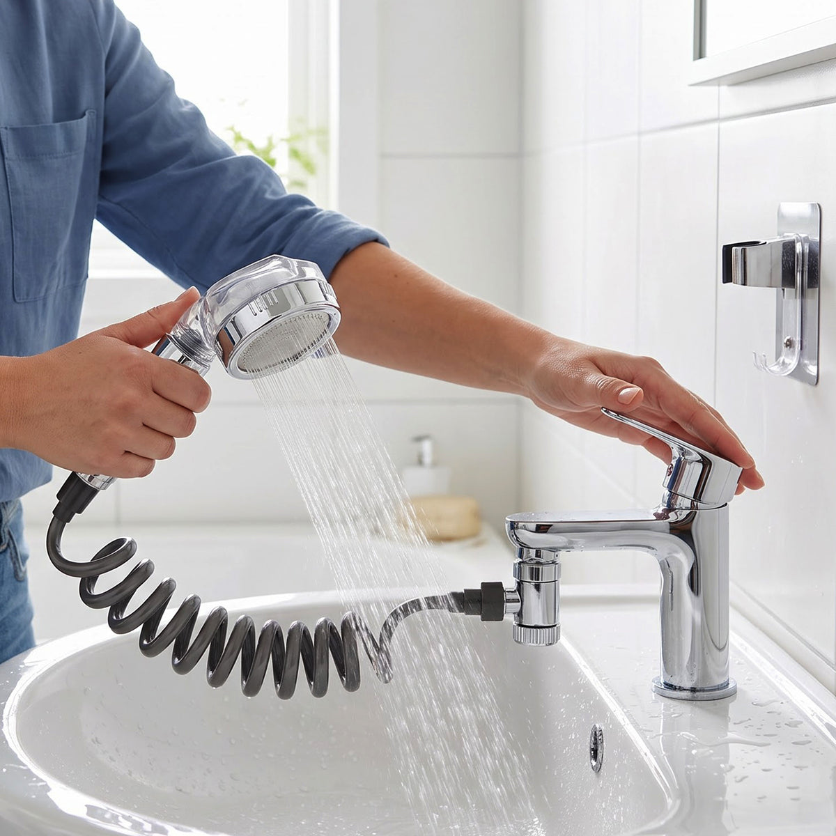 High Pressure Handheld Shower Head Spray with Flexible Hose for Bathroom (1 Pc)