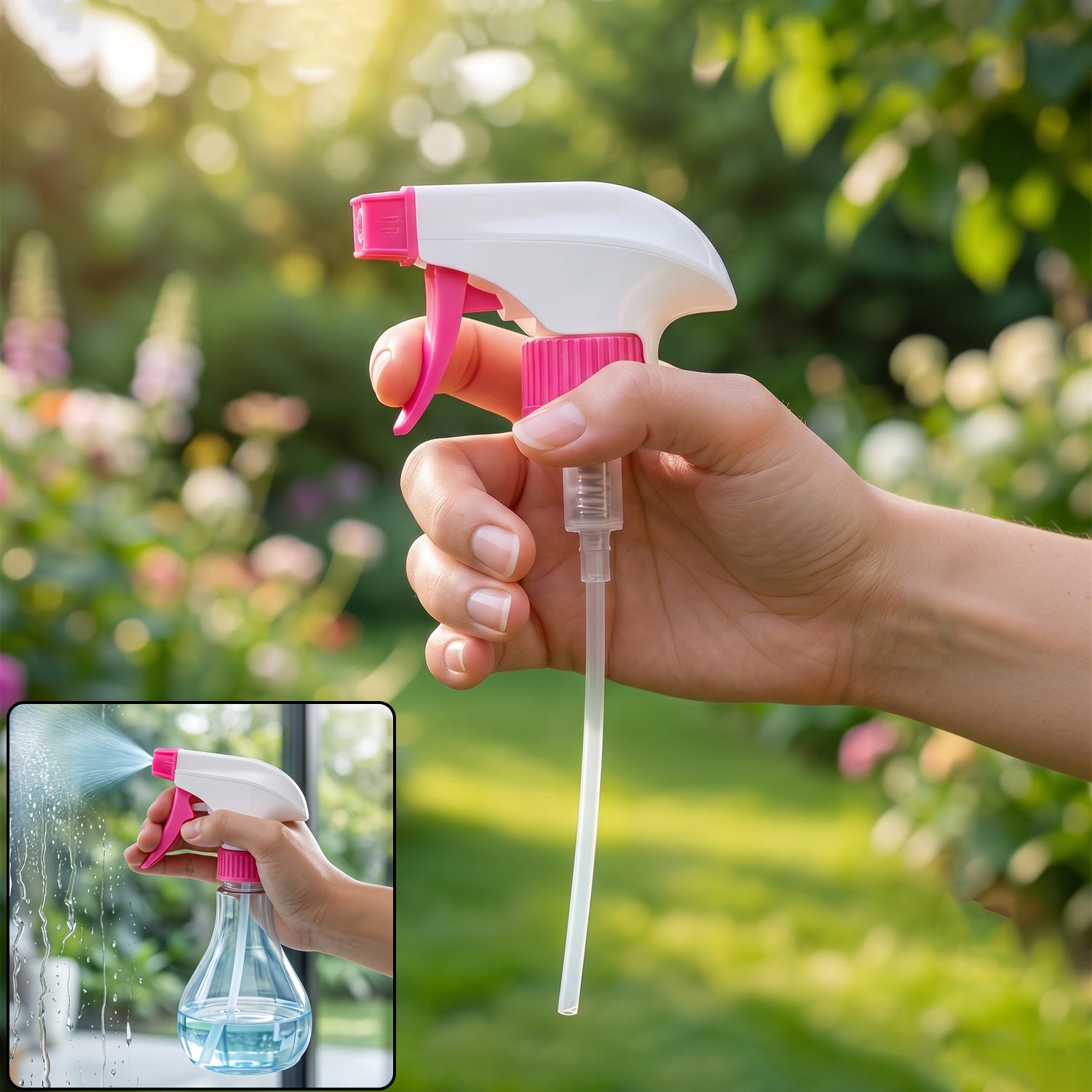 Spray Nozzle Trigger Head Pink Replacement Sprayer for Bottles (1 Pc)
