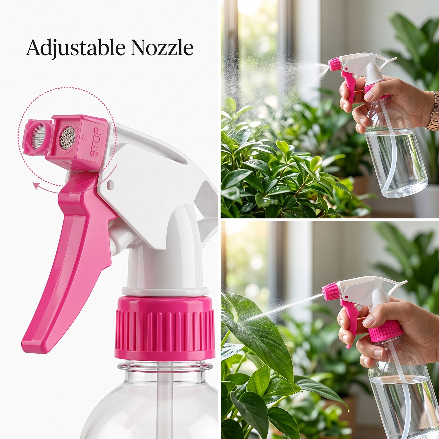 Spray Nozzle Trigger Head Pink Replacement Sprayer for Bottles (1 Pc)