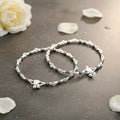 Silver Anklets – Black Beads with Heart Charm and Ghungroo