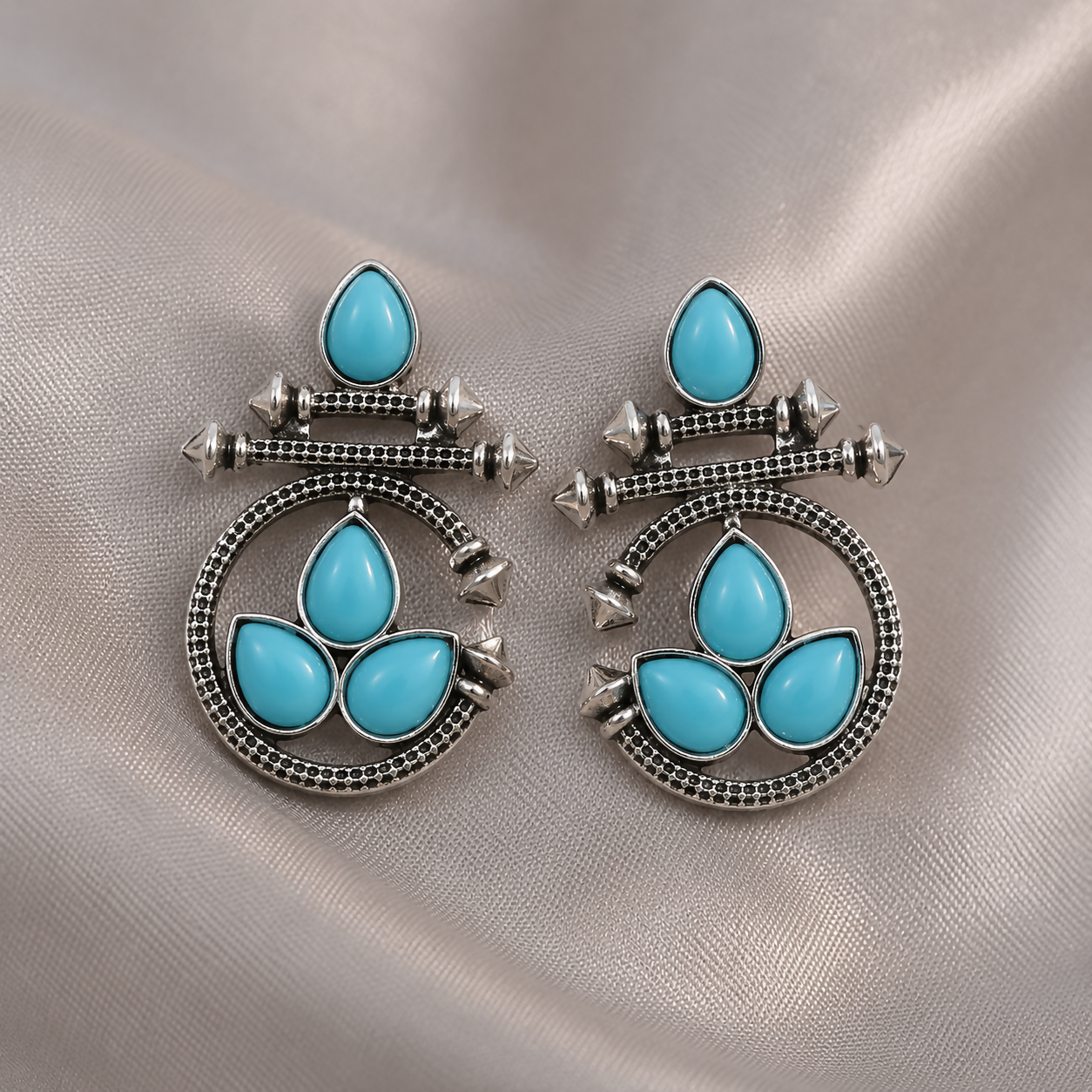 Tribal ethnic earrings worn with stylish outfit