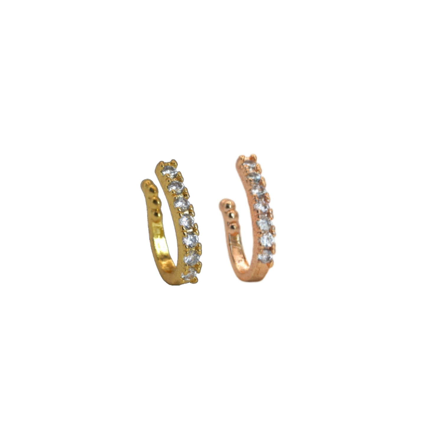 Gold & Rose Gold CZ Non-Piercing Nose Cuff/Clip On Nath Combo Pack of 2