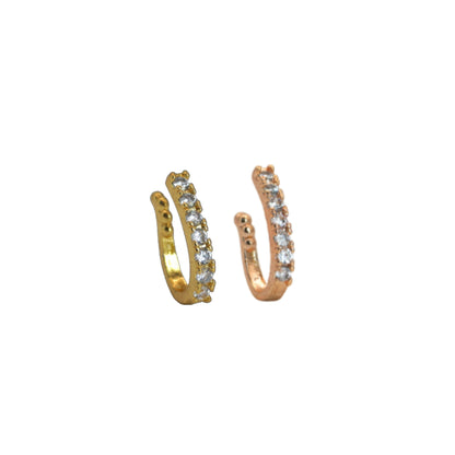 Gold & Rose Gold CZ Non-Piercing Nose Cuff/Clip On Nath Combo Pack of 2