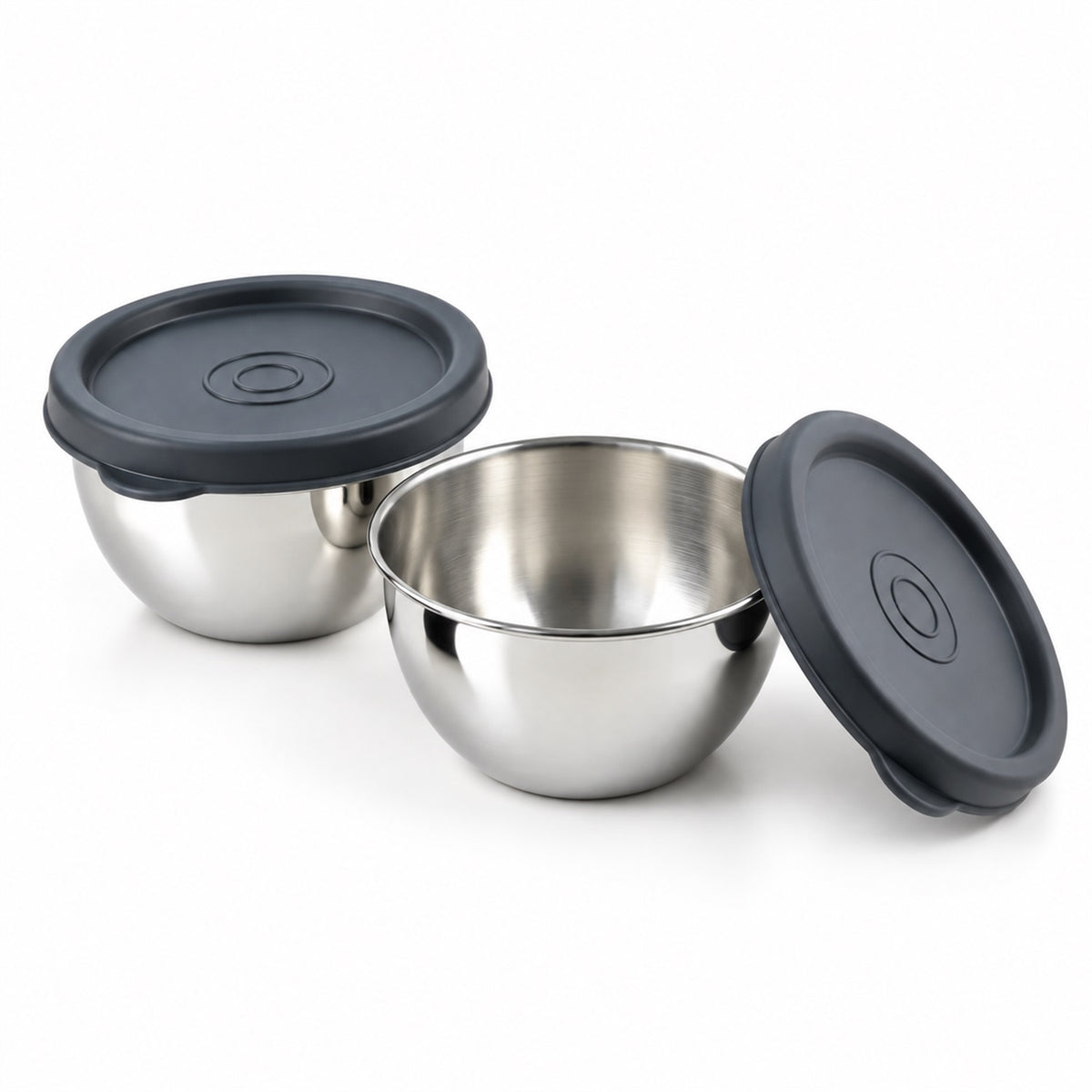 Apex Stainless Steel Container 180 ML with Lid, Small Storage Bowl (2 Pc Set)