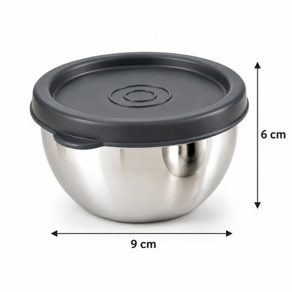 Apex Stainless Steel Container 180 ML with Lid, Small Storage Bowl (2 Pc Set)