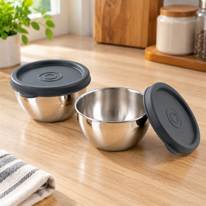 Apex Stainless Steel Container 180 ML with Lid, Small Storage Bowl (2 Pc Set)