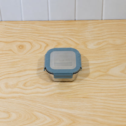Apex Square Steel Food Container 300 ML with Clip Lock Lid, Lunch Box (1 Pc)