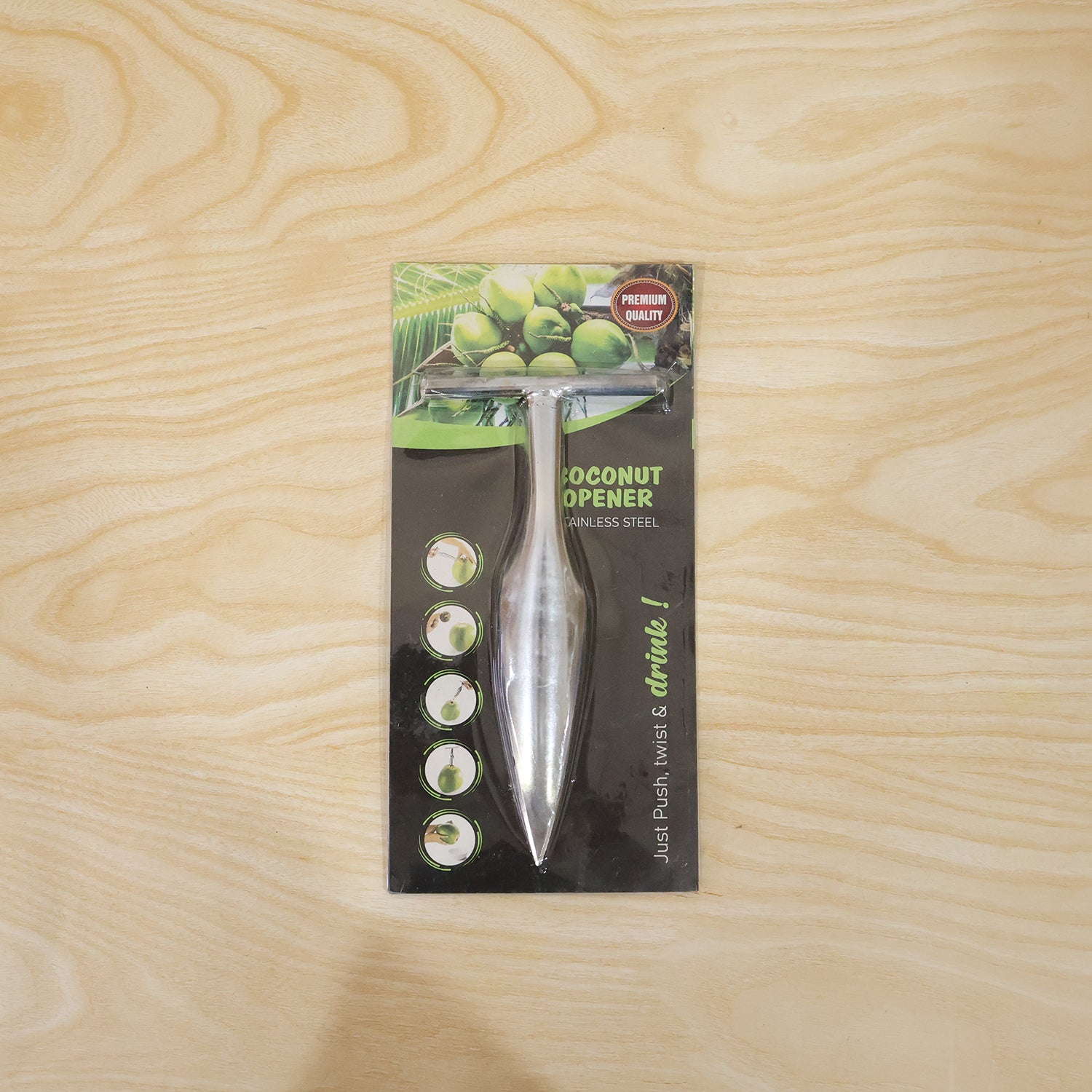 Stainless Steel Coconut Breaker with Comfortable T-Handle