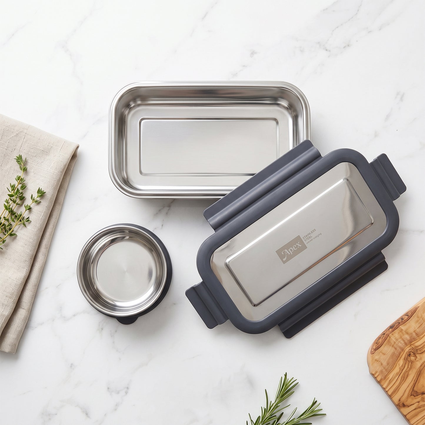 Apex Flexi Stainless Steel Lunch Box Set with Container and Bowl (2 Pc)