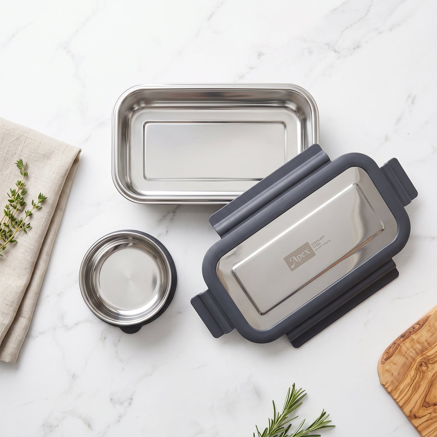 Apex Flexi Stainless Steel Lunch Box Set with Container and Bowl (2 Pc)
