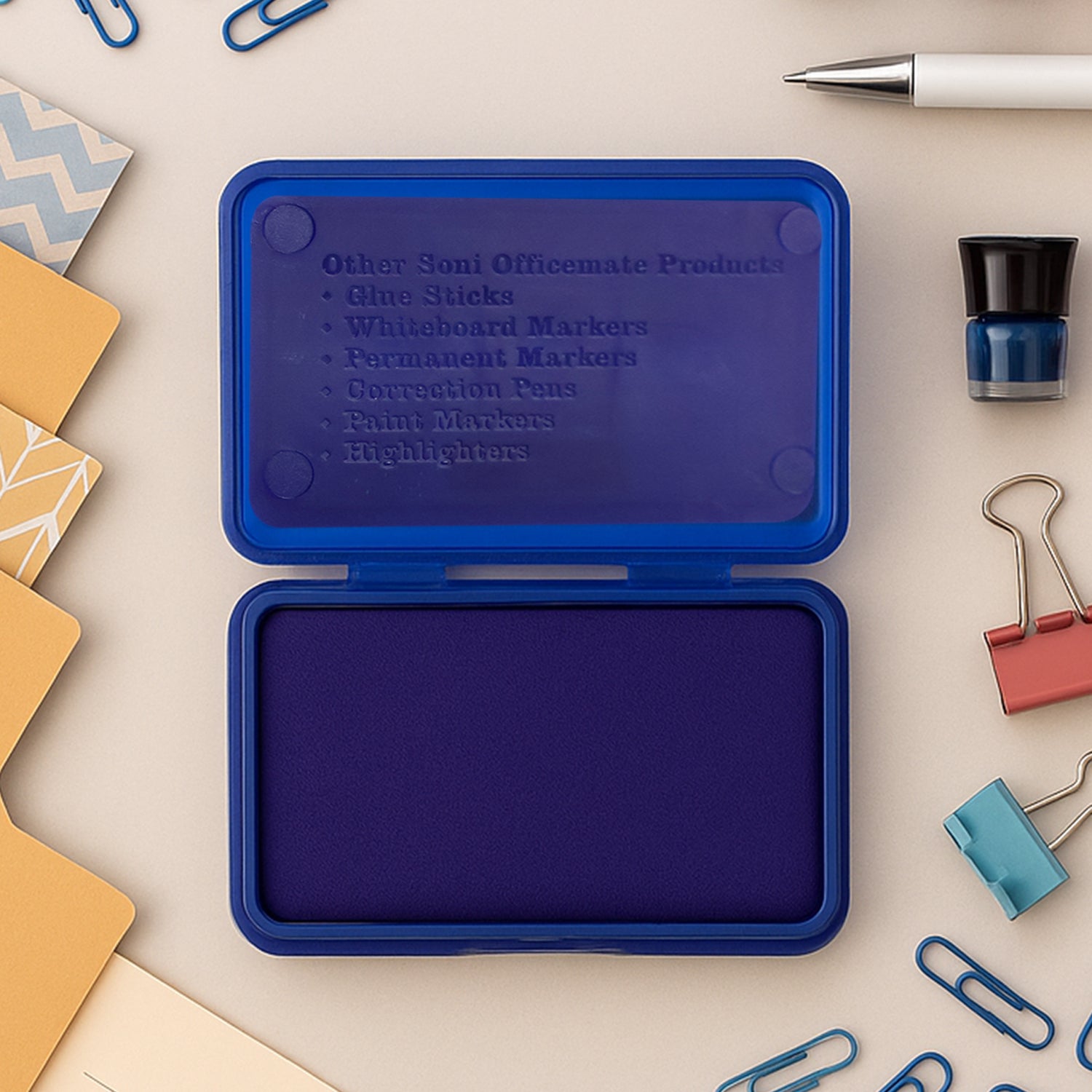 OfficeMate Stamp Pad (Small) – Feather Touch Violet Ink with Long-Life Micro Cellular Foam