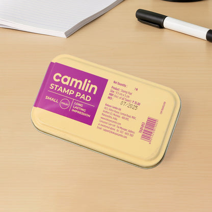 Camlin Small Violet Metal Stamp Pad – Long Lasting Ink Pad for Clear Impressions
