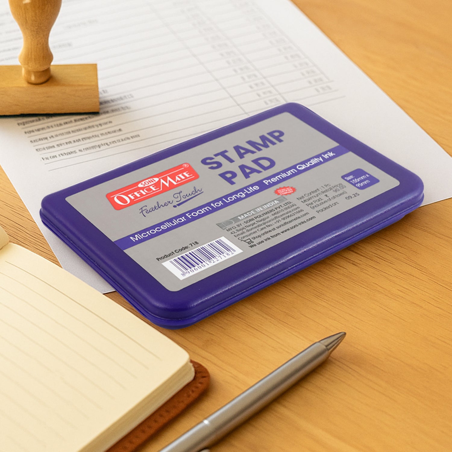 Officemate Stamp Pad (Large) – Feather Touch Violet Ink with Microcellular Foam & Premium Quality Ink